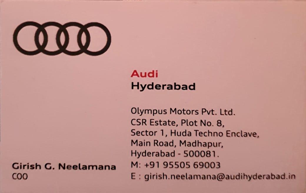 Audi business card from Girish Neelamana's career