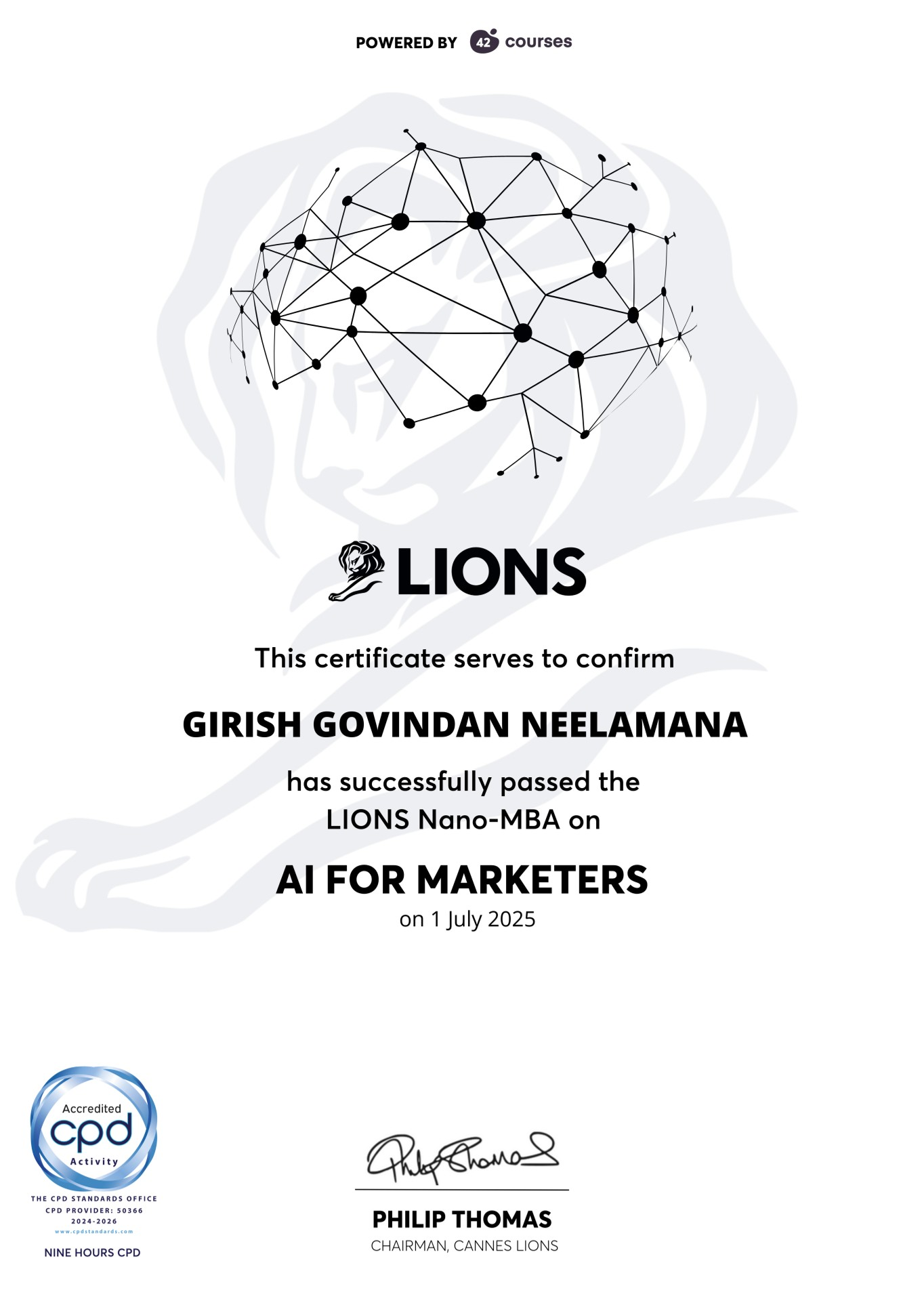 AI for Marketers certificate