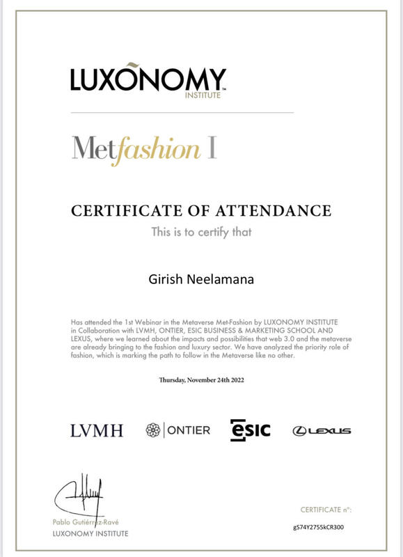 Metfashion I certificate